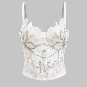 Elegant White Lace Bustier Top
